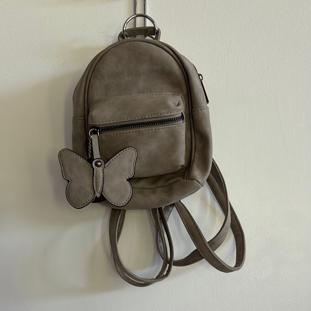Gray Girls Mini Backpack with Butterfly Charm
